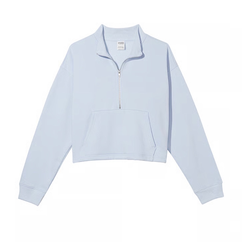 PINK Victoria's Secret Light Blue Half-Zip Sweatshirt - Picture 3 of 8